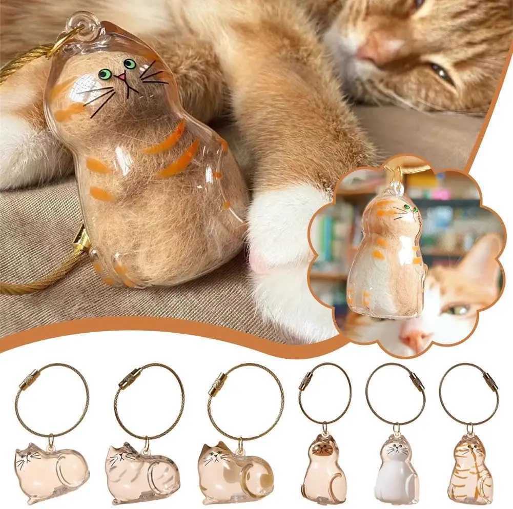 Cat Fur Memorial Charm Resin Keepsake Capsule for Pet Hair Portable Keychain Pendant for Hair Rainbow Bridge Pendant C251104