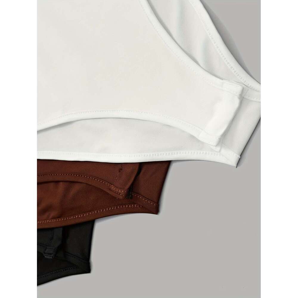 1Pcs Women's High Neck Long Sleeve Slim Fit Tops - Stretchy Turtleneck Shirts, Semi-Sheer Casual Layering Essentials In Black, Brown & White, Ver