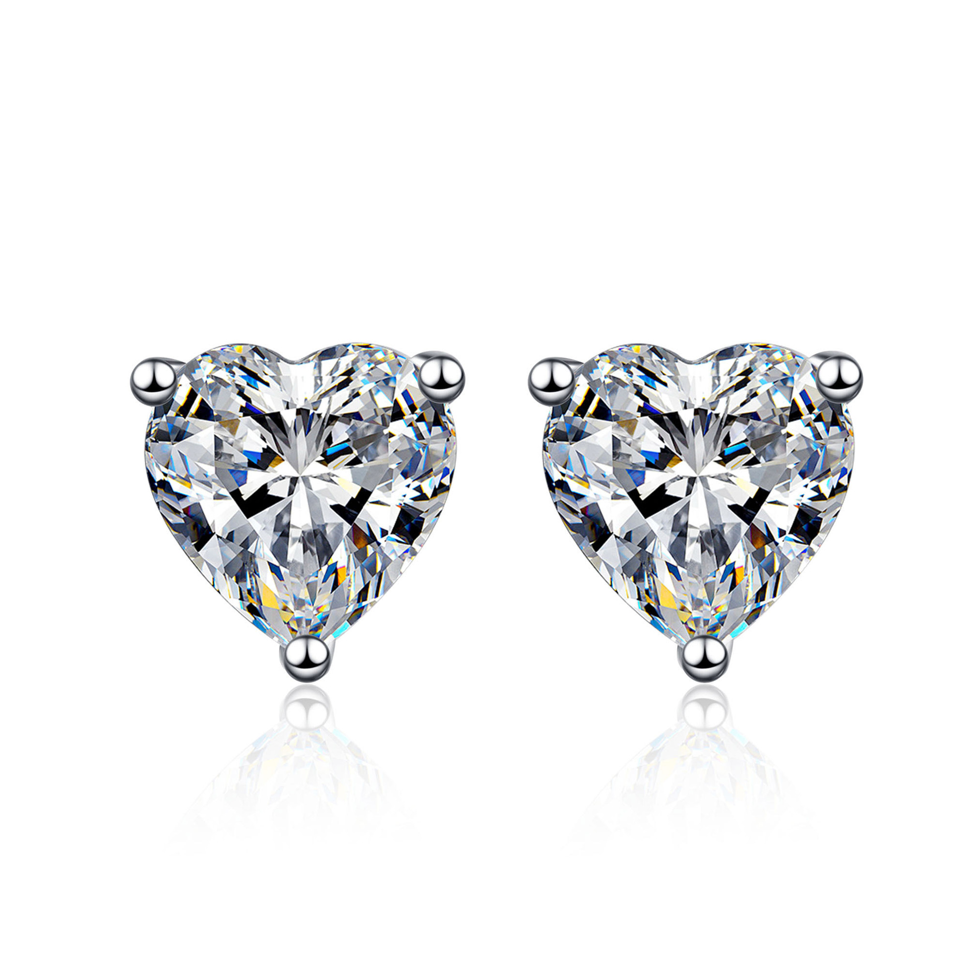 TaiYang D VVS1 S925 0.5ct to 2ct Heart Moissanite Studs Earrings for Women, Luxurious 925 Sterling Silver Wedding Engagement Diamond Earring Jewelry g
