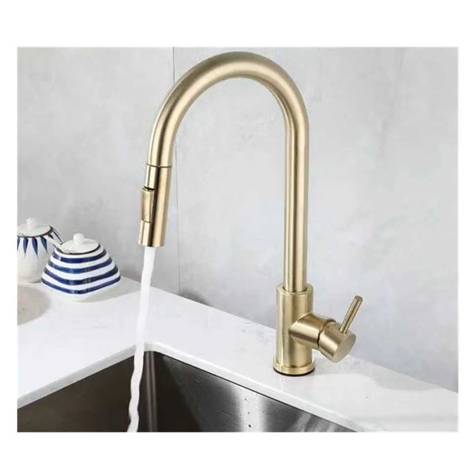 Kitchen Faucet Pl Out Bed Nickle Stainless Steel Black Kitchen Mixed Tap Kitchen Sink Tap Y251104
