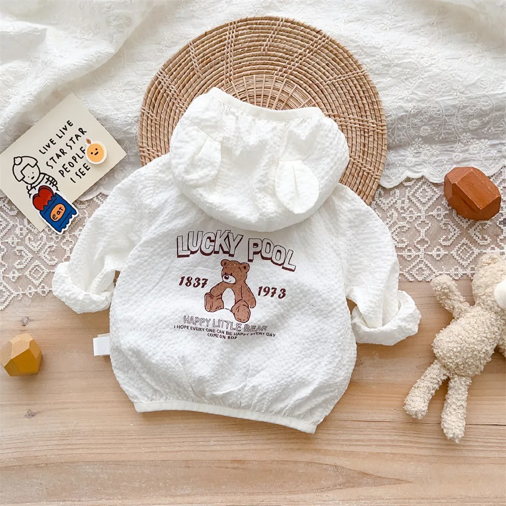 Baby girl boy sunscreen jacket cute baby suitable for breathable air conditioning autumn clothing thin childrens top 250325z