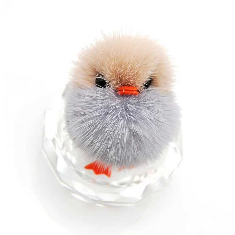 Cute Girl Fluffy Pom Duck Keychain Women Mink Fur Pompom Chick Key Chain On Bag Car Trinket Female Wedding Party Toys Gift C251104