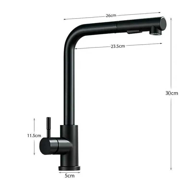 Rozin ible Gourmet Kitchen Faucet Black Pl Out 2 Ways Nozzle Faucets 360 Rotation Hot Cold Water Sink Mixer Tap SUS304 Y251104