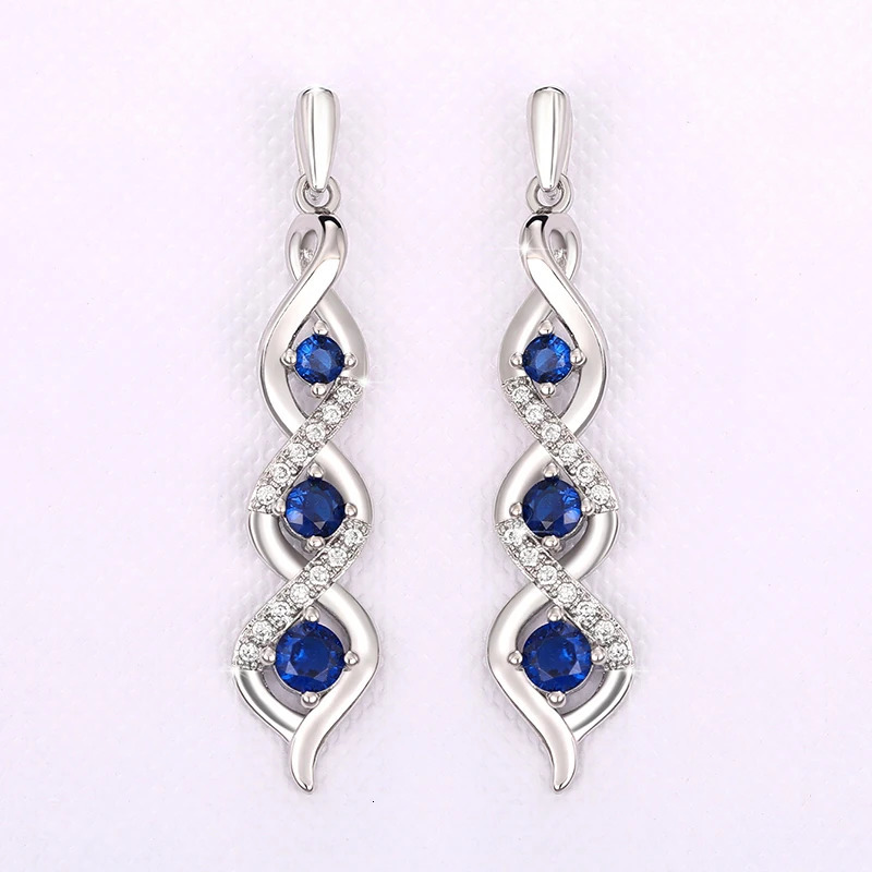 Huitan ly ned Womens Earrings for Wedding Accessories Fancy Twist with Blue Cubic Zirconia Temperature Jewelry 250326