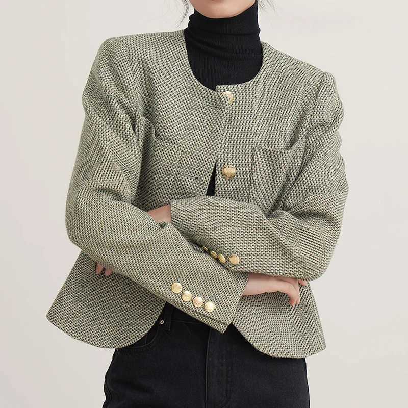 HELIAR Autumn Women Buttons Up Cardigan Coat Elegant Office Tweed Coat Long Sleeve Jacket Loose Outerwear for Women Winter 2024 J251103