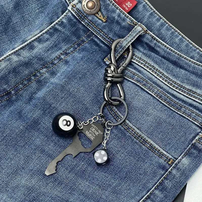 originaDIY Metal keychain Fashion waist decoration Backpack ornament Lucky Dice Black 8 Portable bottle opener Mens small giftsW251103