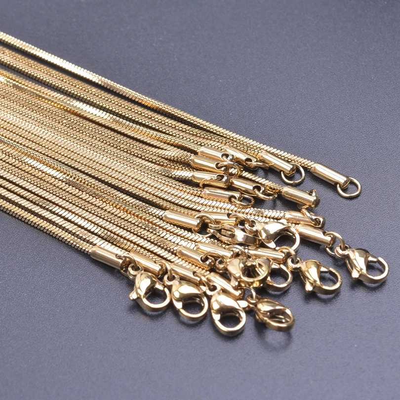 1/5/10pcs 45-60cm Square Snake Chain Necklace DIY Jewelry Making Supplies Gold Color Stainless Steel Chains For Women Men ChokerXJ251104