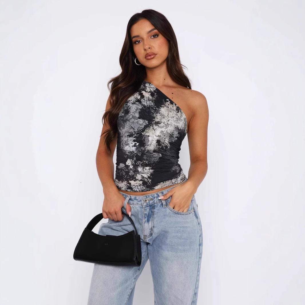 S32312 Wind Spring/Summer New Y2K Spicy Girl Women's Cross Shoulder Sleeveless Sexy T-shirt Design Sense Slimming Top