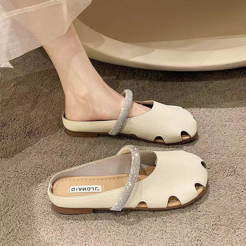 New Designer Sandals With Free Shipping Real Leather Breathable Toe Cap Semi Slippers For Women Style Slippers Worn Externally With Jelly Soft Sole Ho