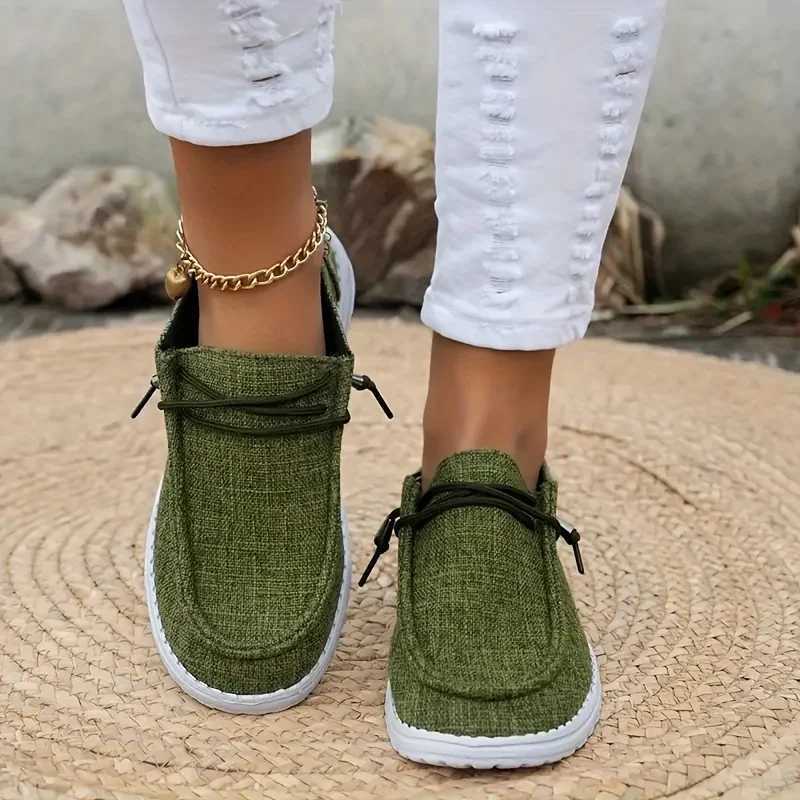 2024 Autumn New Womens Casual Comfortable Flat Shoes Womens Solid Lace Insoles Womens Fashion Sports Shoes Zapatos De Mujer Z250403