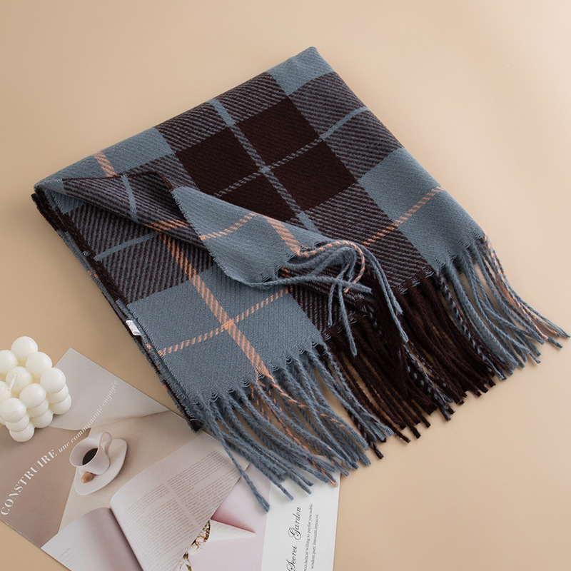 K299 2024 new plaid scarf for women autumn and winter retro thickened British style shawl high-end atmosphere warm neck scarf