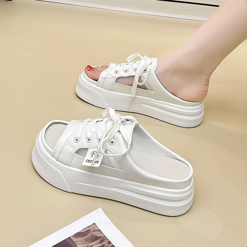 New Designer Sandals With Free Shipping 2025 Summer New Half Slippers Outsiders Casual One Step Lazy Slim Sole Small White Shoes For Women