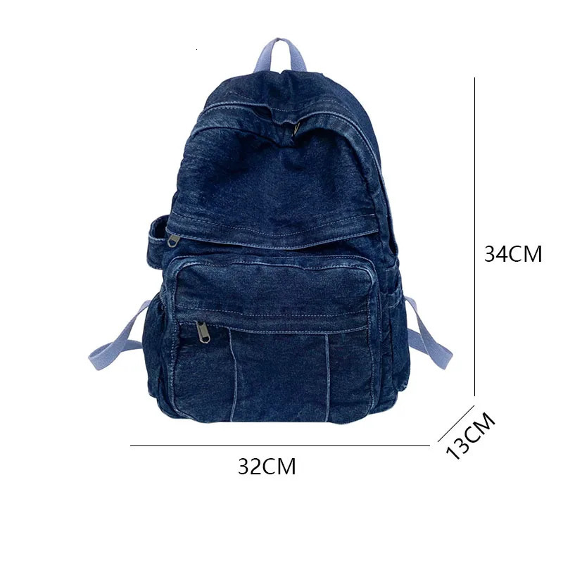 Denim Vintage Backpack Women Shoulder Bag Large Capacity Jeans School Female Daily Simple Laptop y251104