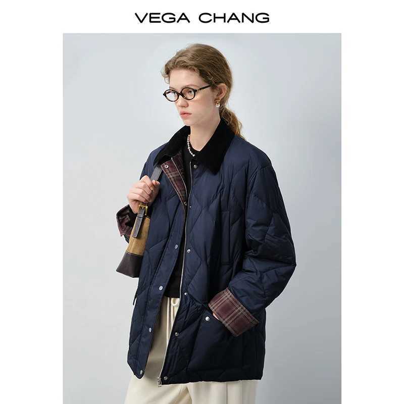 Vega Chang New Winter Womens down Jacket Retro Color Matching 90 White Duck down Jacket J251104