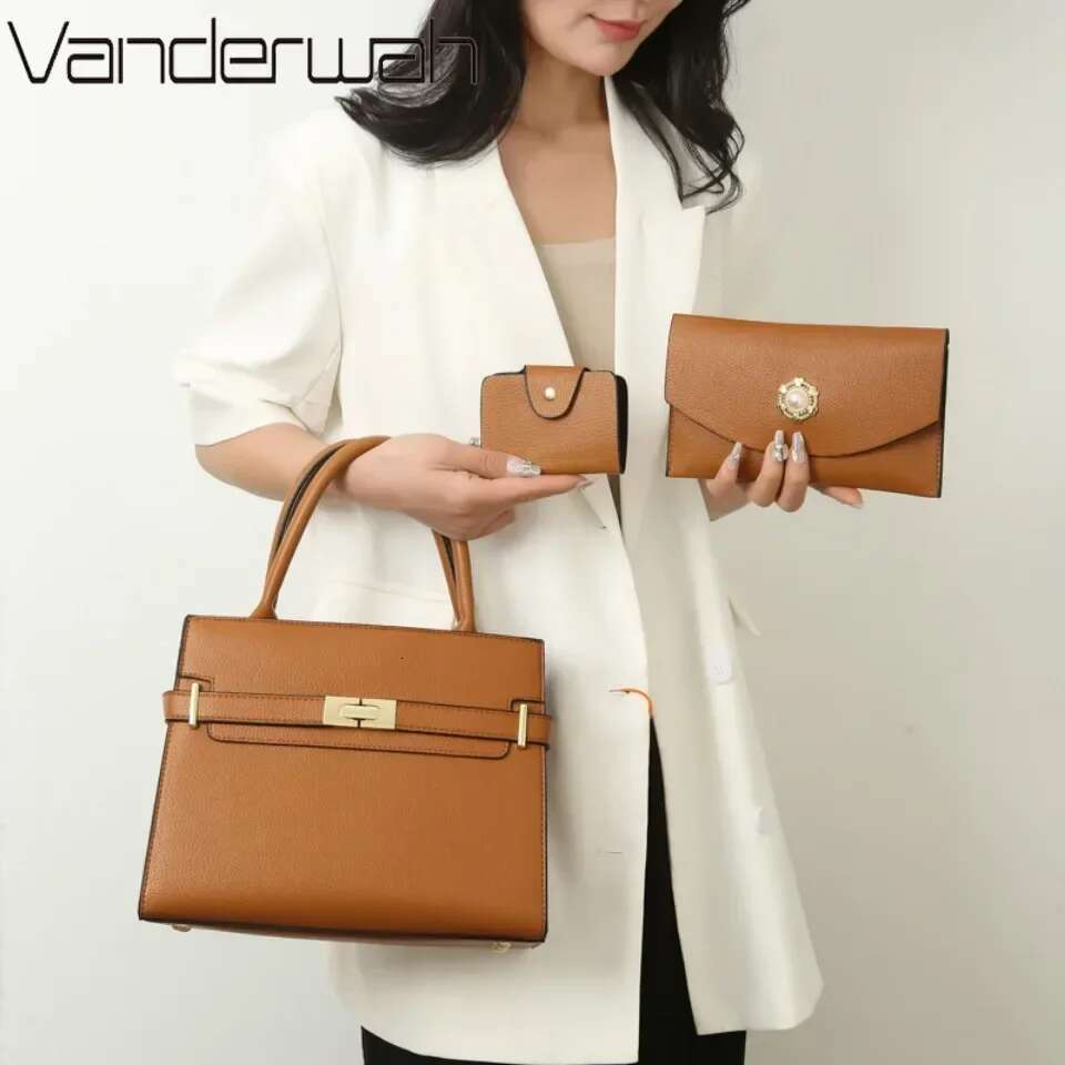 3-Piece Suit Women's Handbag Large Capacity Shoulder Crossbody Bags Small Coin Purse Quality Leather Sac A Main