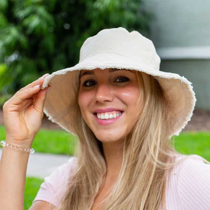 2024 New Denim Raw Bucket Hat for Women Summer Panama Women Japanese Korean Designer Fisherman Hat Sun Protection Bob Sun Hat Y250707