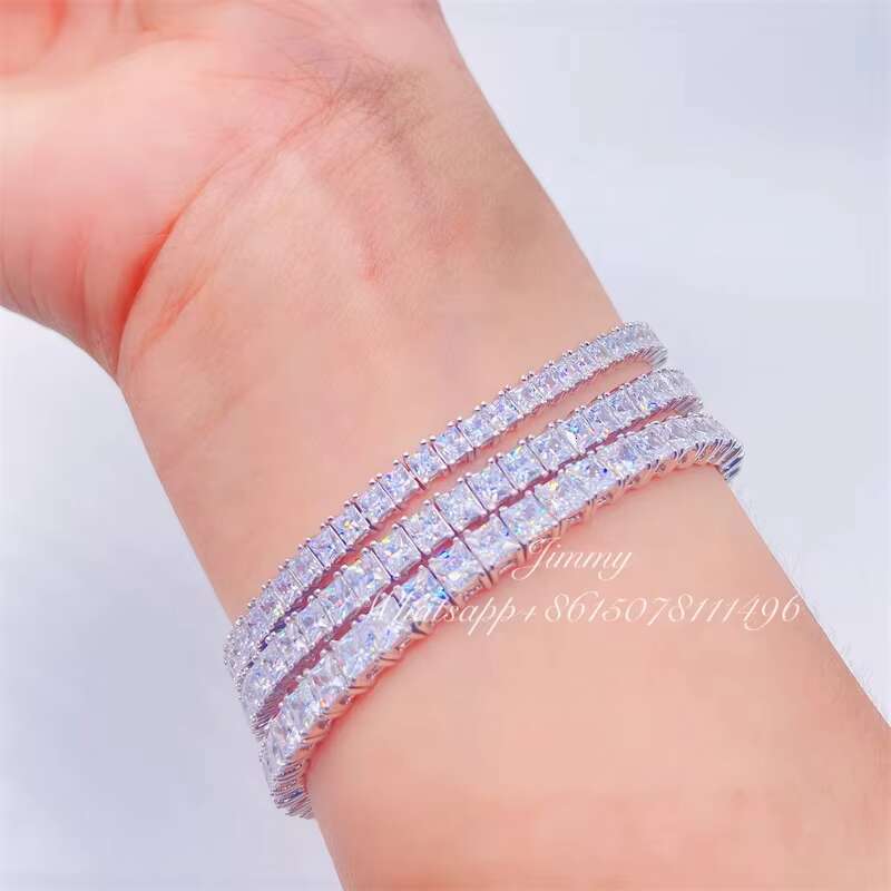New Arrivals Instock Hip Hop Iced Out Jewelry S925 2.5mm 3mm VVS1 Moissanite Diamond Bracelets