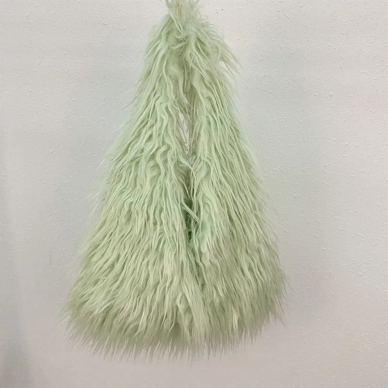 Retro Y2k Girls Faux Fur Shoulder Bags Large Capacity Women Plush Underarm Bag Solid Color Ladies Fluffy Tote Handbags251104ww