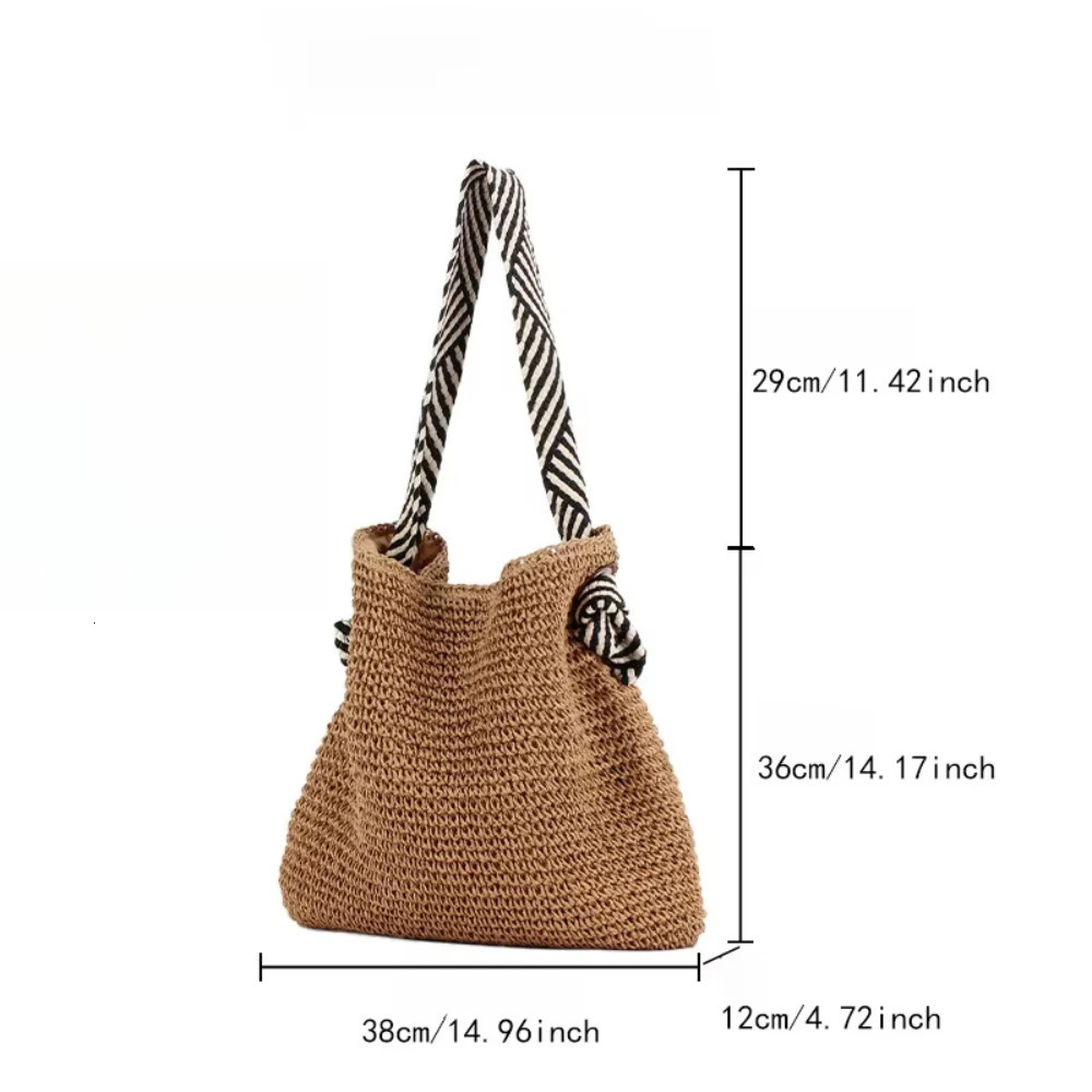 South Korean Navy Wind 100 Paper Rope Woven Bag Knot Phone Coin File Shoulder Bag Ethnic Beach Bag 250402