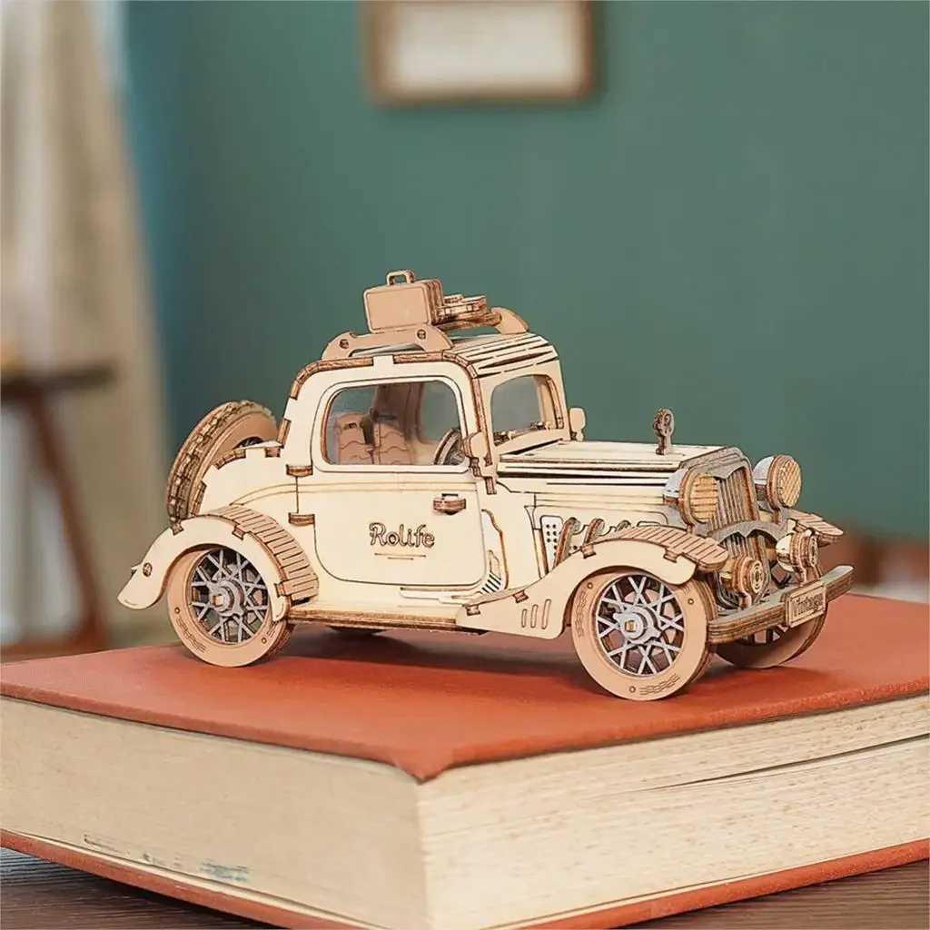 Robotime Rolife Vintage Car Model 3D Wooden Puzzle Toys for Chilidren Kids Adult TG504 C251104