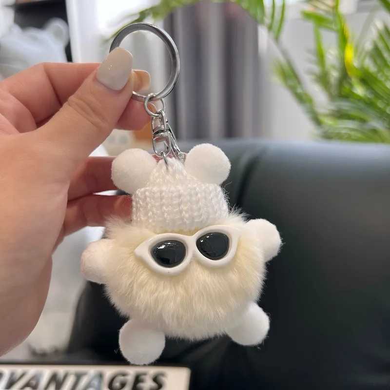 Keychain Imitation Otter Rabbit Fur Small Coal Ball Plush Pendant Keyrings Accessories for Women Bag Hanging Decoration Kid Gift C251104