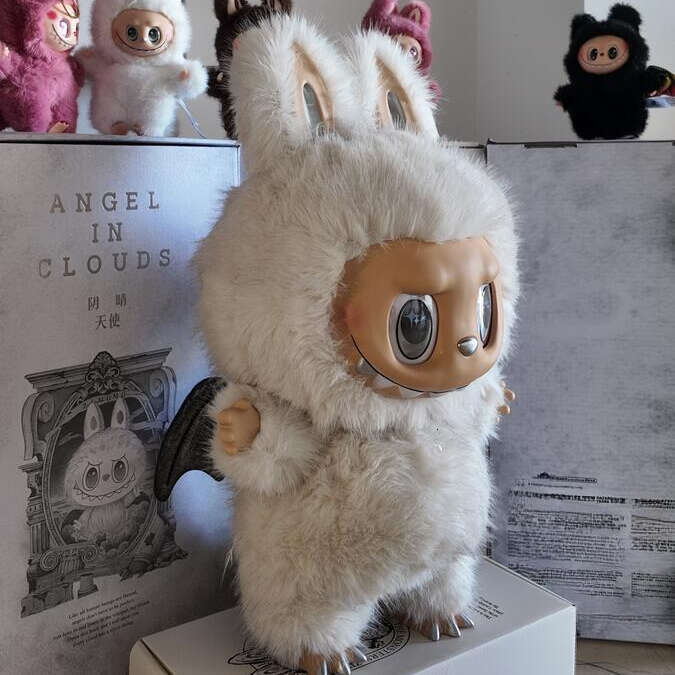 58Cm Labubu The Monsters Lovely ZIMOMO Labubu Angel In Clouds I Found You Cute Vinyl Face Doll Big Plush Toy Vinyl Face Dolls Blind Box Toy