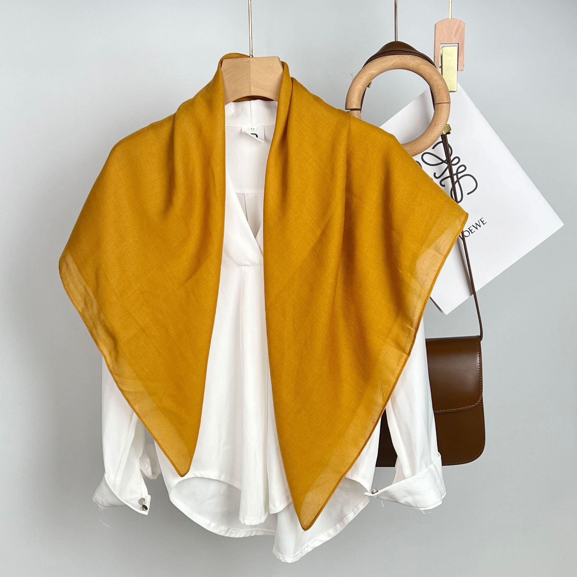 K1093 Cross-border supply solid color square scarf women single color casual head scarf sunscreen shawl decorative silk scarf wholesale