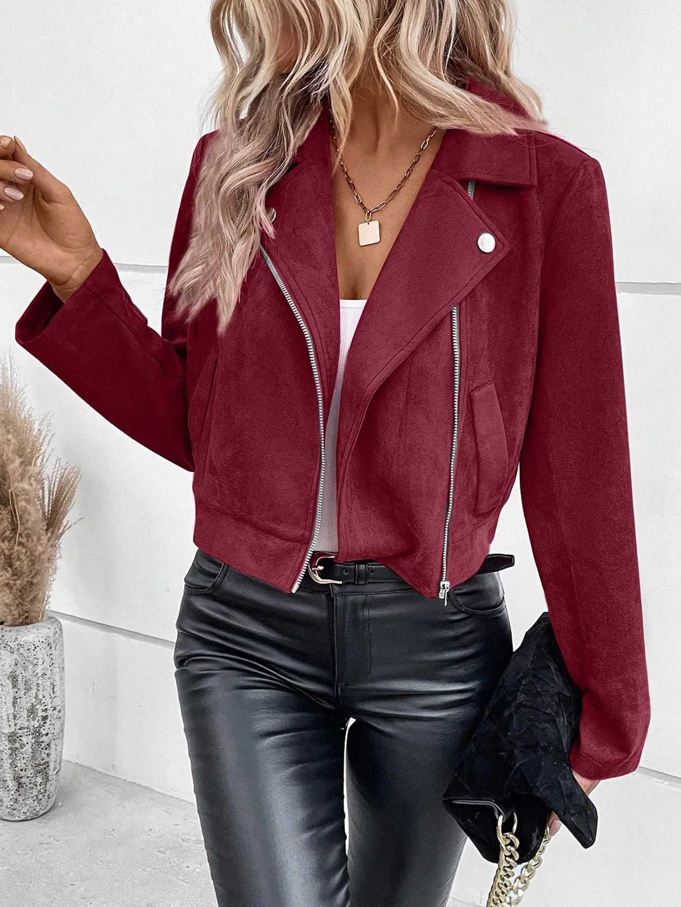 Autumn Winter New Fashion Womens Slim Basic Turndown Collar Zipper Long Sleeve Casual Trendy Suede Coats Female Clothes Tops J251103