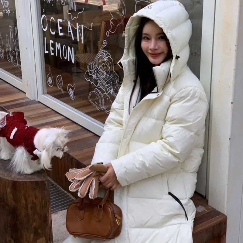 Winter -15Long Hooded Warm Down Jacket Women White Duck Down Warm Knee Length Jackets Female Warm Thick Loose Parker Outwears J251104