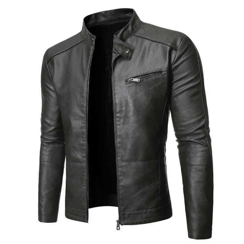 New Spring and Autumn Mens Slim PU Leather Jacket Fashion Trend Korean Slim Fit Casual Mens Leather Jacket Motorcycle Jacket J251103