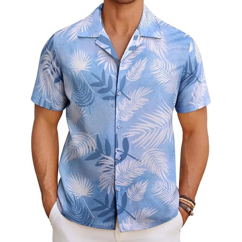 Mens Hawaiian shirt tropical short sleeved casual button floral summer beach shirt pocket mens shirt 250402
