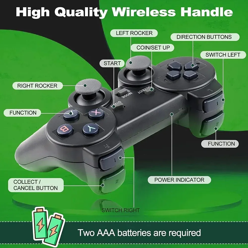 4k Game Stick TV Video Game Console 20000 Games Emuelec 9 Classic Emulator Retro Gaming Machine Dual Wireless Gamepad Control 240621 ZZ
