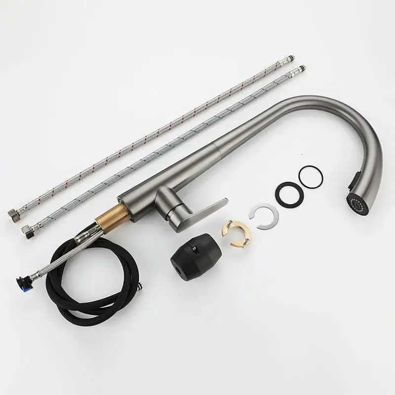 Kitchen Hot and Cold Faucet Pl-Out Stainless Steel Dual Outlet Sink Faucet Mixer Tap 360-Degree Rotatable Kitchen Faucet Y251104