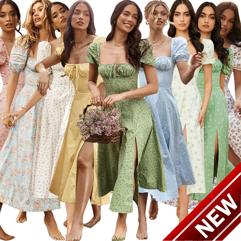 2023 Spring/Summer New Small Fresh Floral Dress Bareback Slimming Dress for Women
