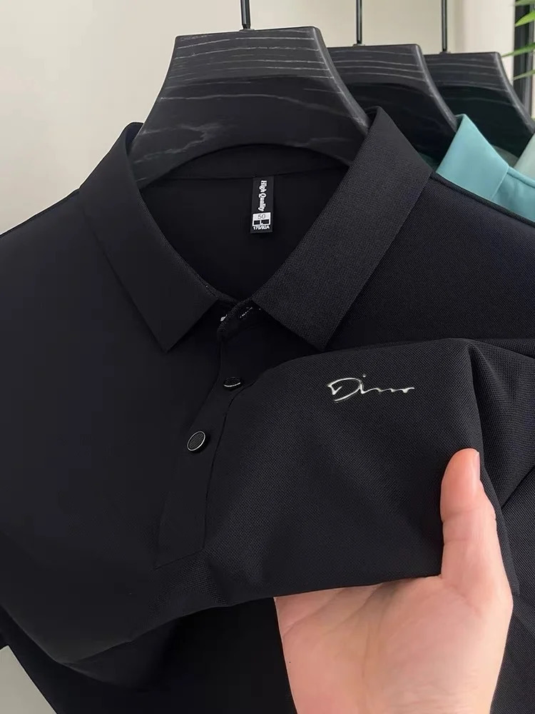 Mens Short sleeved Polo Shirt Summer Fashion High end Golf Silk Leisure Business selling T-shirt 250402