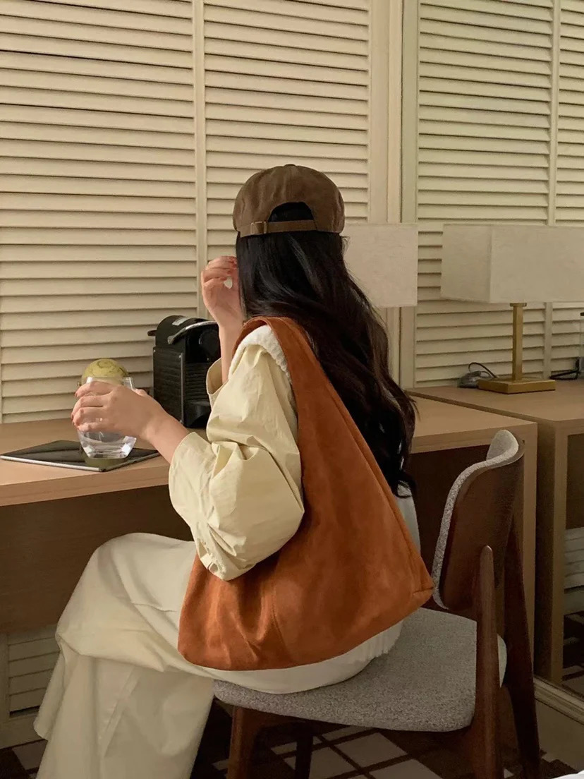 vintage faux suede hobos women shoulder bags large capacity tote bag retro trend autumn big shopper purses handbags 2024251104ww