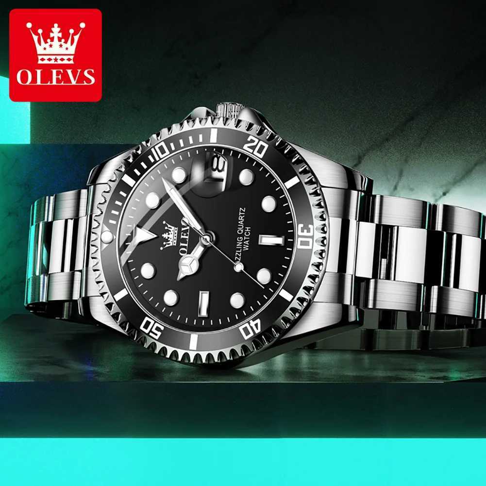 OLEVS Top Original Quartz Watch for Men Diving Series Stainles Steel Waterproof Man Watch Fashion Luxury Brand Mens WristwatchT251104