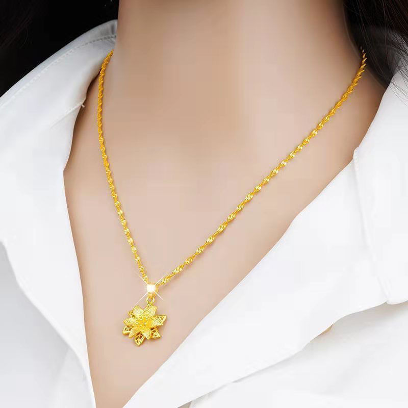 Vietnamese sand gold necklace, women's gold shop, same gold color that never fades, collarbone chain, versatile accessory gift