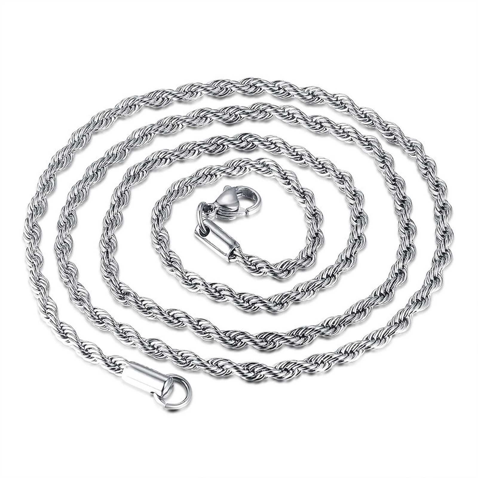 1 Piece Stainless Steel Necklace For Men Women Braided Rope Chain Choker Necklace Gold Color Neck Metal Fashion Jewelry GiftXJ251104