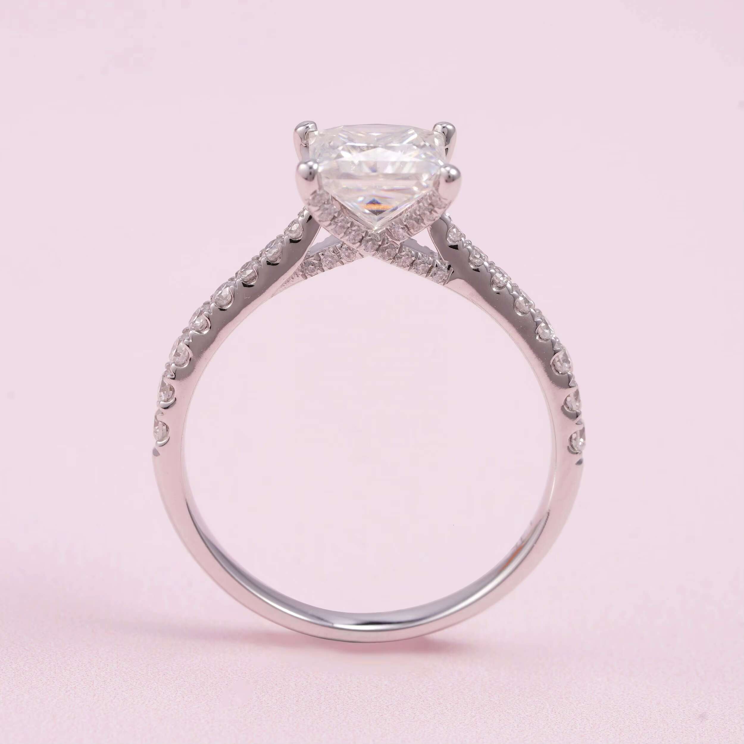 Pass Diamond Tester Classic 1ct Princess Cut VVS Moissanite Engagement Ring 14K Solid White Gold Wedding Women Ring