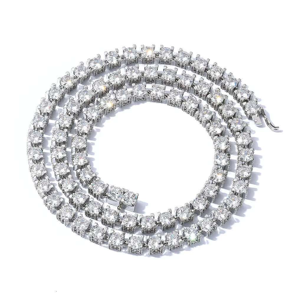 S Sier Moissanite Tennis Chain 6mm Men's Necklace High Touch Hip Hop Accessories