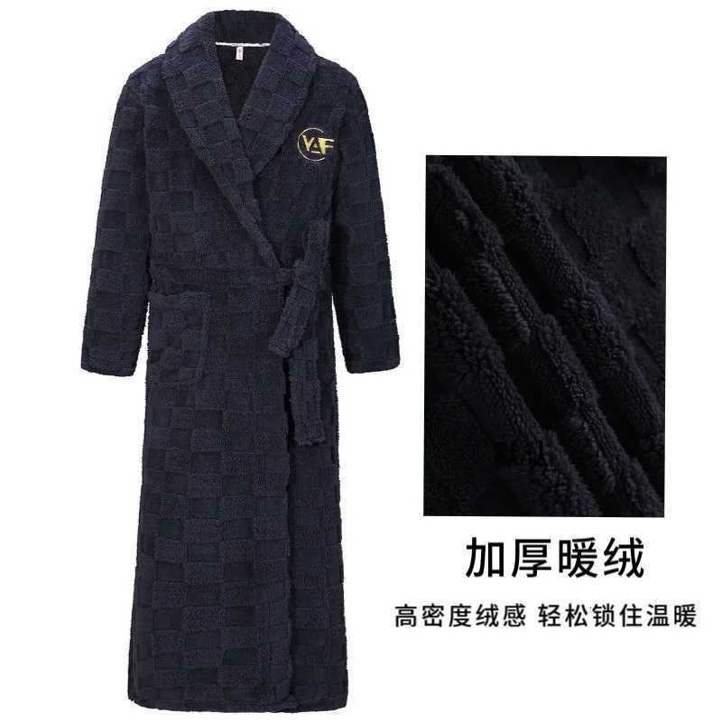 Autumn Winter Warm Male Sleepwear Big Size Flannel Men Robe Nightwear Thick Long Bathrobe Nightgown Loungewear Casual Home Wear C251104