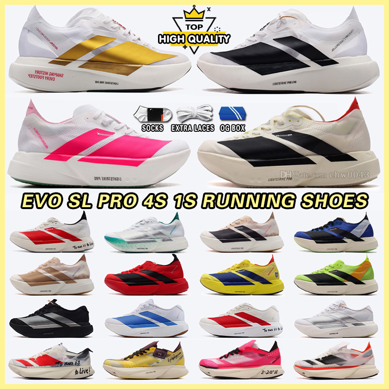 Adioss Pro 4 Evo 1 Mens Womans Designer Carbon Fiber Marathon Running Shoes Adizeros Evo Sl Fashion Mesh Breathable Comfortable Non-slip Outdoor Sports Sneakers