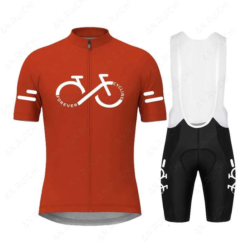 Orange Jersey Set 2023 Men Short Sleeve Cycg Clothing MTB Bike Uniform Ropa Maillot Ciclismo Summer Road Bicycle Wear