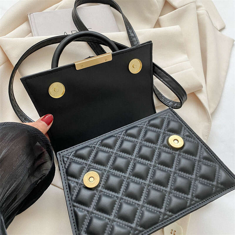 Solid color diamond grid bag, women's versatile, imitation embroidery thread handbag, fashionable Korean version, casual versatile crossbody bag