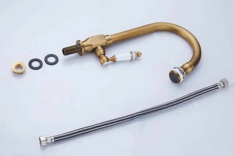 Kitchen Sink Faucet Ceramic Antique Bronze Finished Cold Water Only 360 Swivel Rotation Single Hole Outdoor Balcony Faucet Tap Y251104