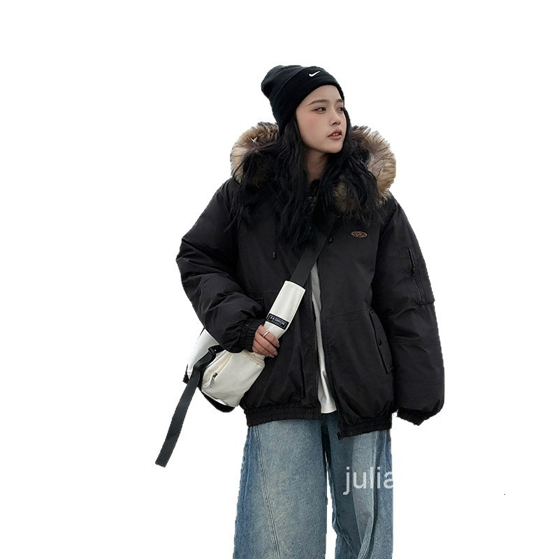 American Workwear Parka Cotton Jacket for Women Short Style New Winter Korean Style Thickened Cotton Coat Cotton Padded Jacket Outerwear