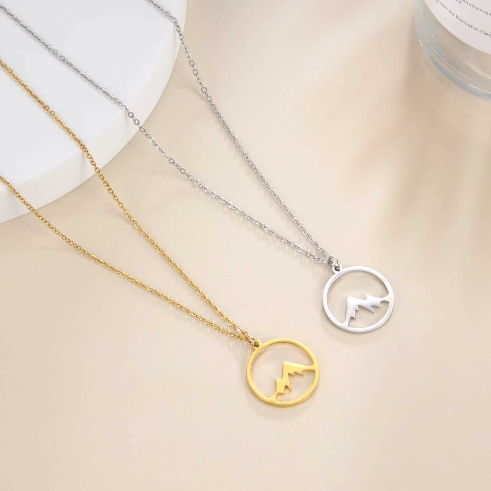 Ring Mountain Pendant Necklace Stainless Steel Mens and Womens Retro Geometric Ethnic Necklace Couple Party Jewelry GiftXJ251104