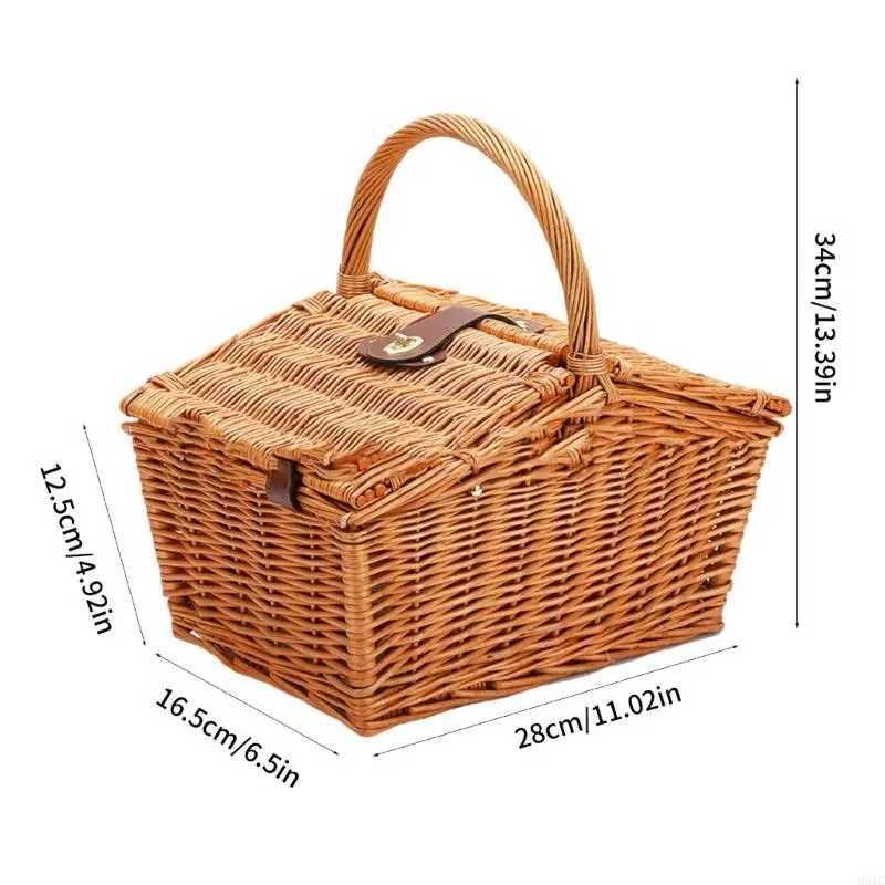 831C Handmade Wicker Picnics Basket Large Capacity Camping BasketC250403