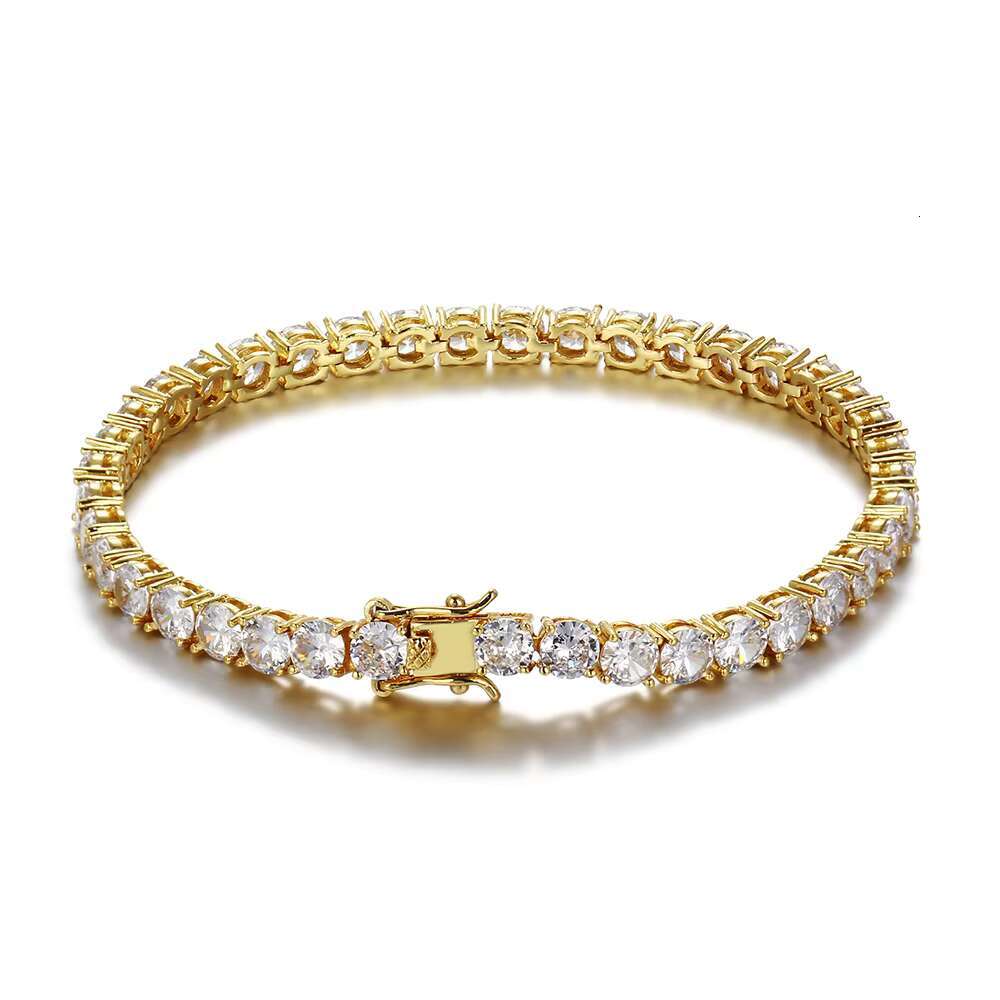 NUOYA Hip Hop Jewelry 3/4/5mm White Gold Plated Iced Out CZ Charm Bling Dia Tennis Bracelet